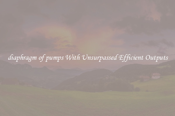 diaphragm of pumps With Unsurpassed Efficient Outputs