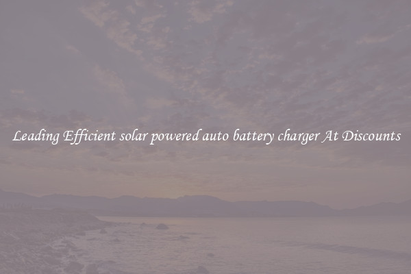 Leading Efficient solar powered auto battery charger At Discounts